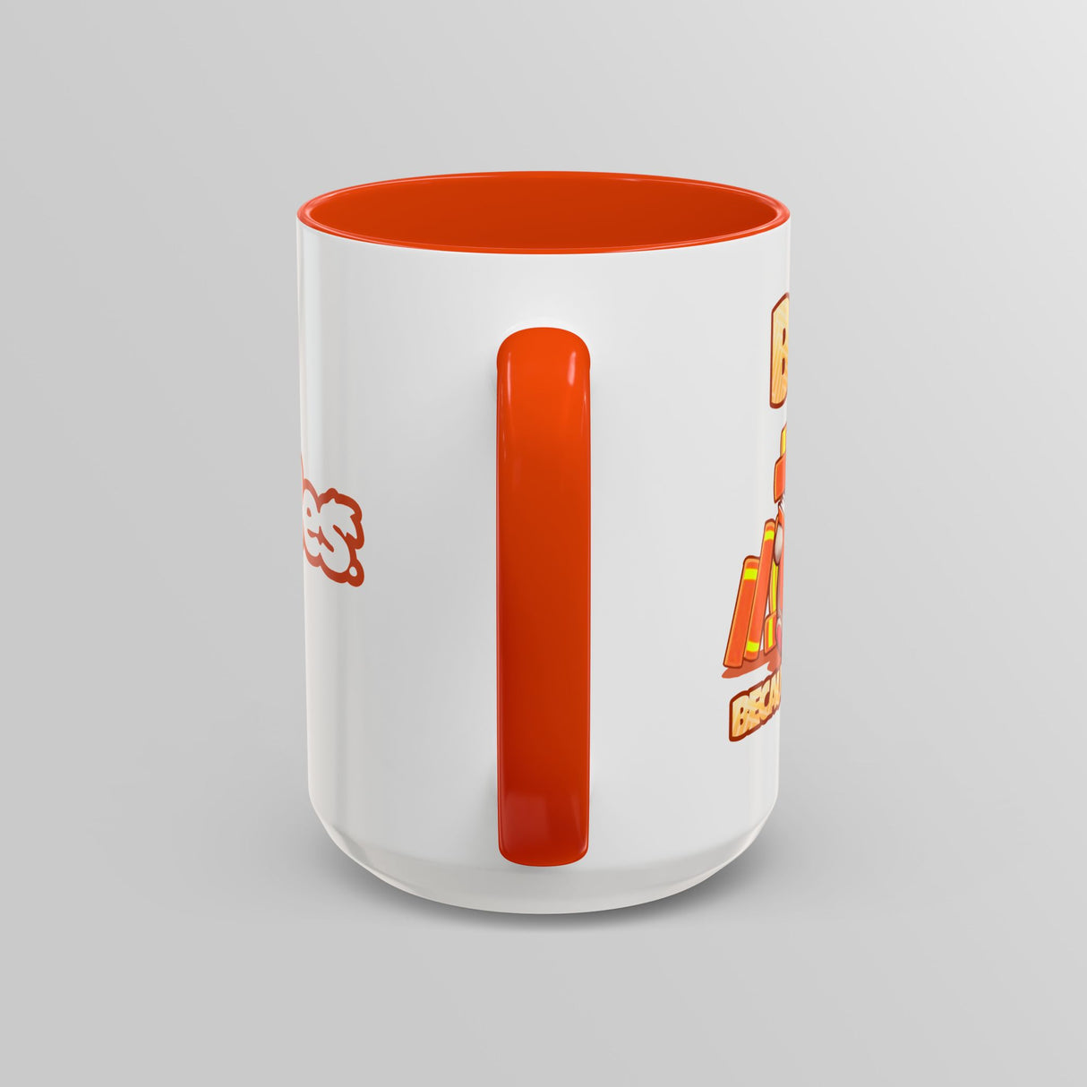 “Books, Because People Suck” Bunny Orange Accent Mug – Floofles by Brandon Ellis