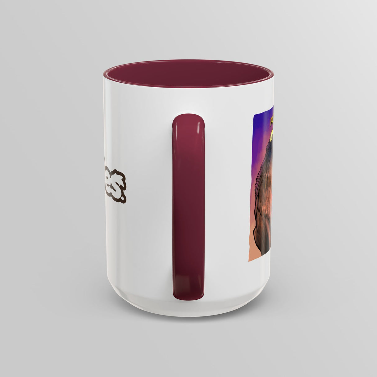 “Pathetic” Judgy Owl Maroon Accent Mug – Floofles by Brandon Ellis
