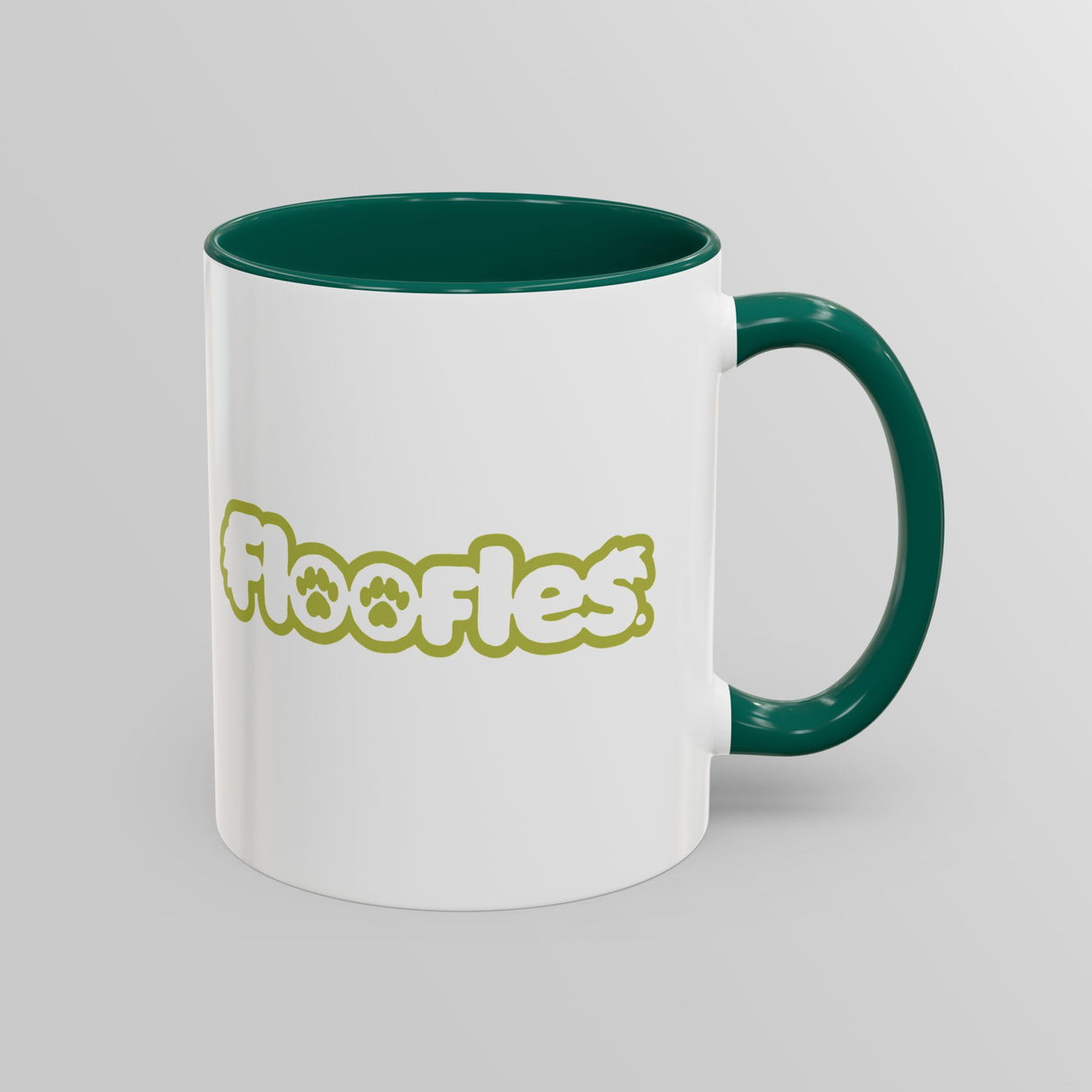 “Hang In There” Adorable Woodland Creature Green Accent Mug – Floofles by Brandon Ellis