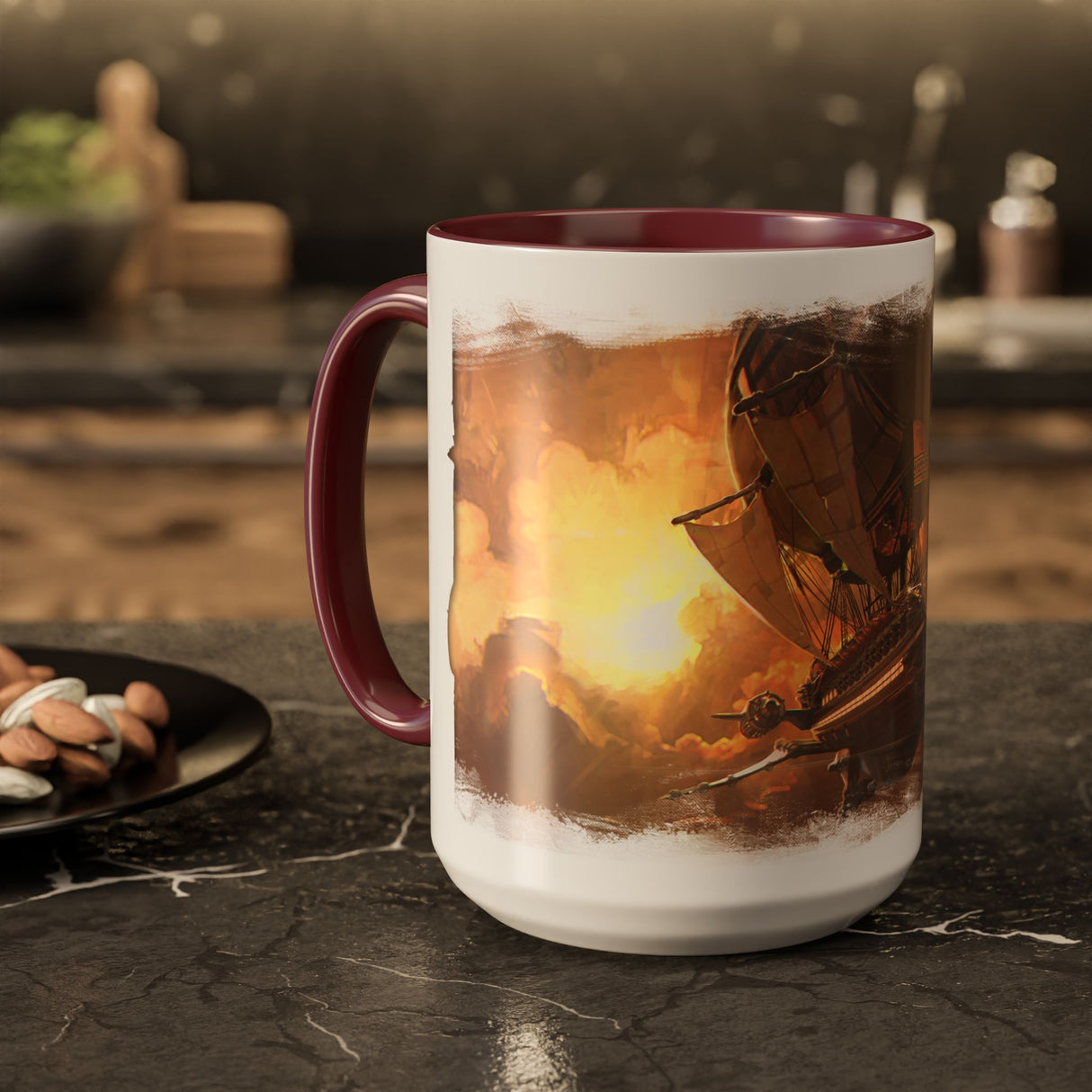 "Painting of The Liberator in Flight" – Ruin Steampunk Mug by Brandon Ellis