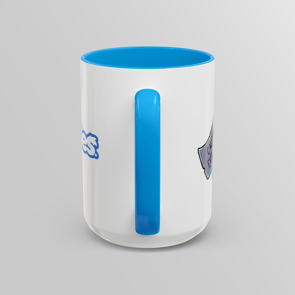 “Evil Inside” Mischievous Cat Blue Accent Mug – Floofles by Brandon Ellis