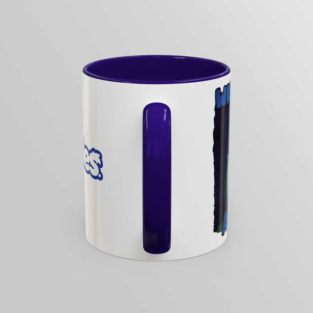 “Wish Upon a Star” Cute Dinosaur Blue Accent Mug – Floofles by Brandon Ellis