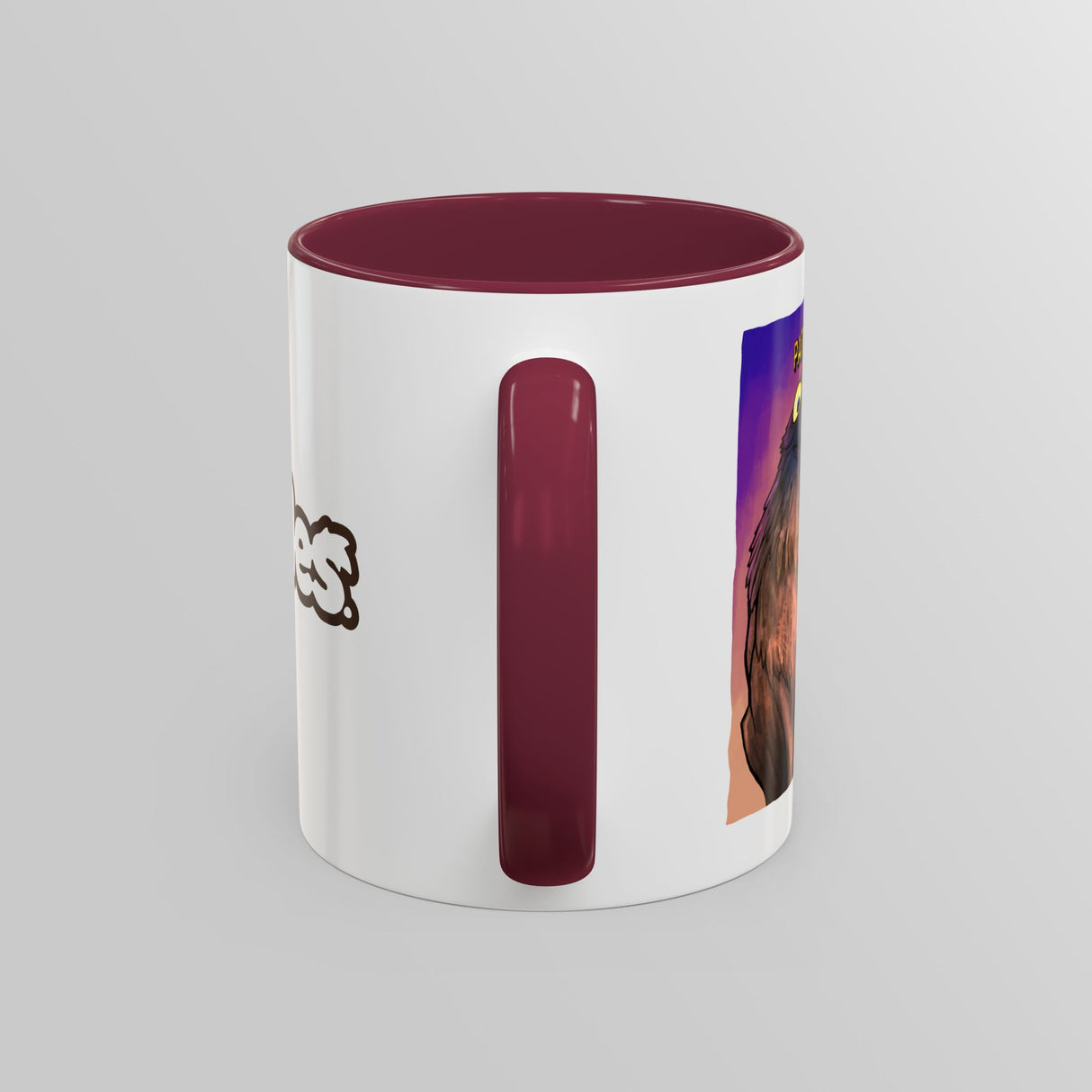 “Pathetic” Judgy Owl Maroon Accent Mug – Floofles by Brandon Ellis