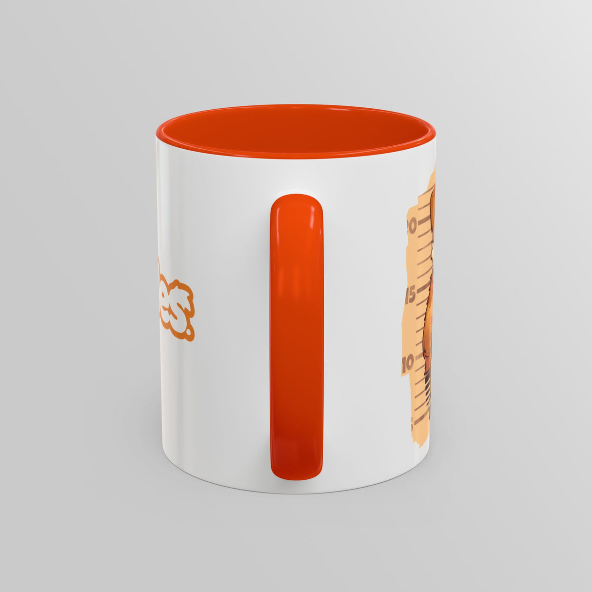 “Bad To The Bone” Grumpy Bulldog Orange Accent Mug – Floofles by Brandon Ellis