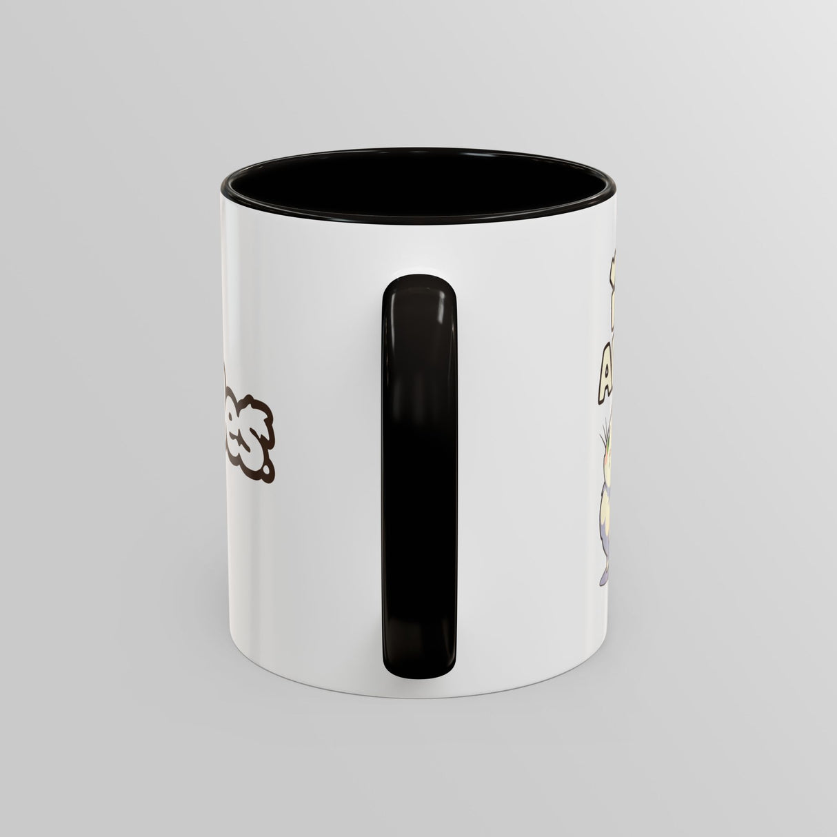 “I Have Arrived” Majestic Cat Black Accent Mug – Floofles by Brandon Ellis