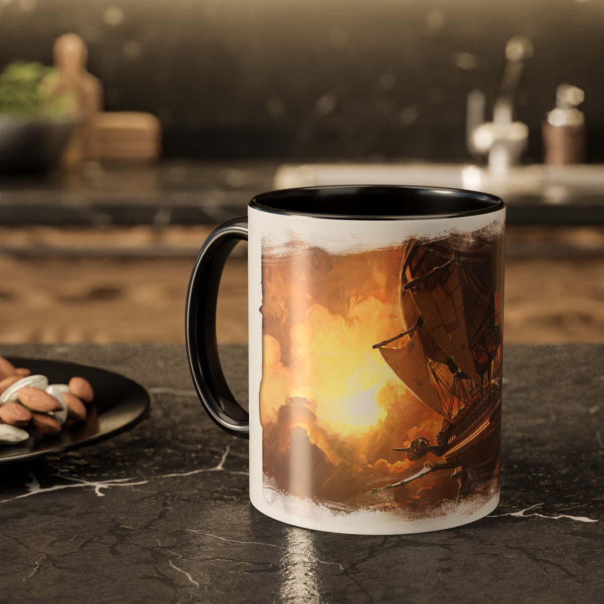 "Painting of The Liberator in Flight" – Ruin Steampunk Mug by Brandon Ellis