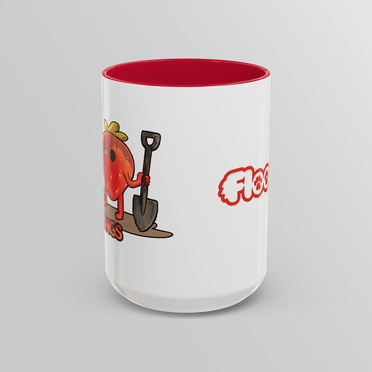“I Berry My Feelings” Shady Strawberry Red Accent Mug – Floofles by Brandon Ellis