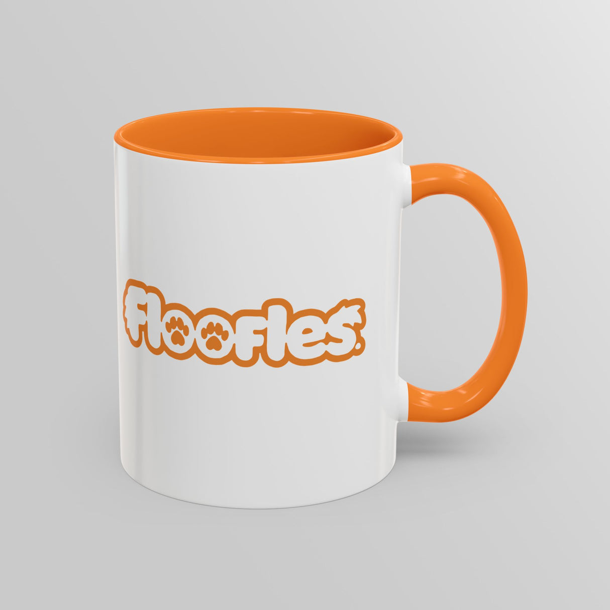 “Bad To The Bone” Grumpy Bulldog Orange Accent Mug – Floofles by Brandon Ellis