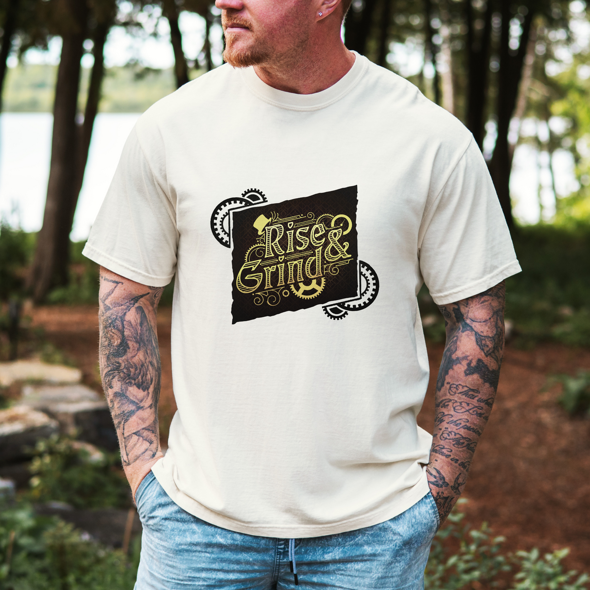 "Rise & Grind" - Ruin Steampunk Unisex T-Shirt by Brandon Ellis