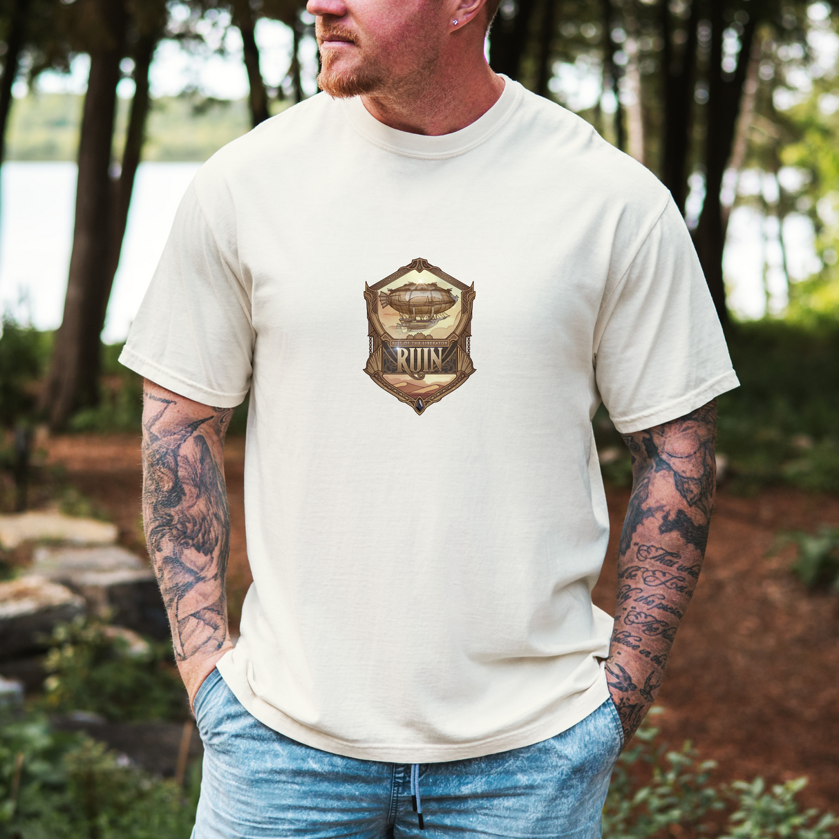 "Rise of the Liberator" - Ruin Steampunk Unisex T-Shirt by Brandon Ellis