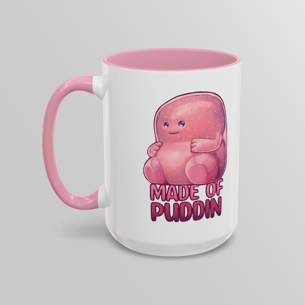 “Made of Puddin’” Cute Pink Accent Mug – Floofles by Brandon Ellis