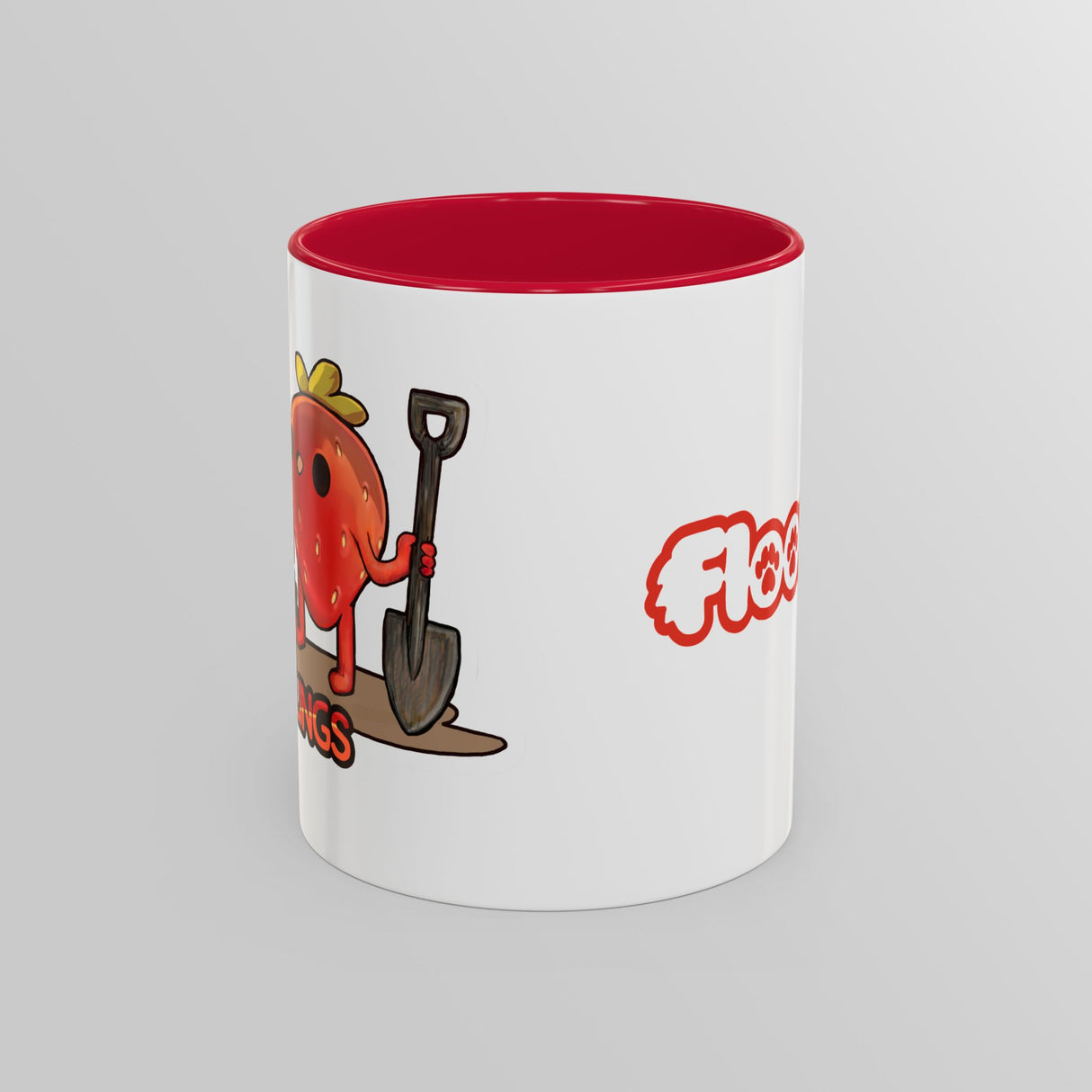 “I Berry My Feelings” Shady Strawberry Red Accent Mug – Floofles by Brandon Ellis