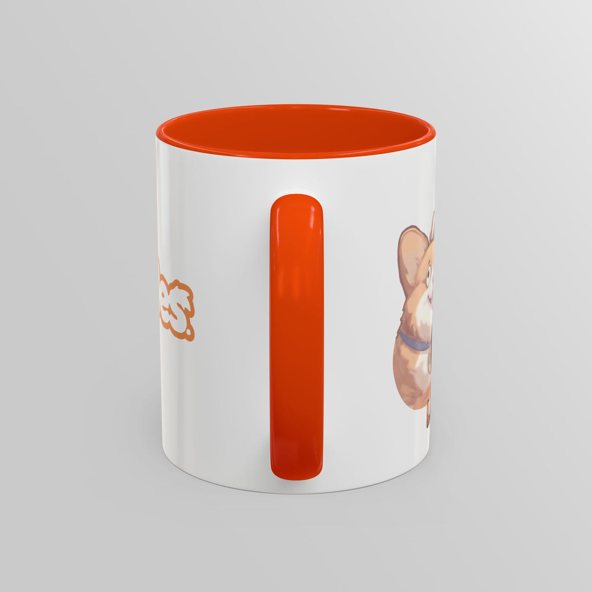 “Loading” Ditzy Corgi Orange Accent Mug – Floofles by Brandon Ellis