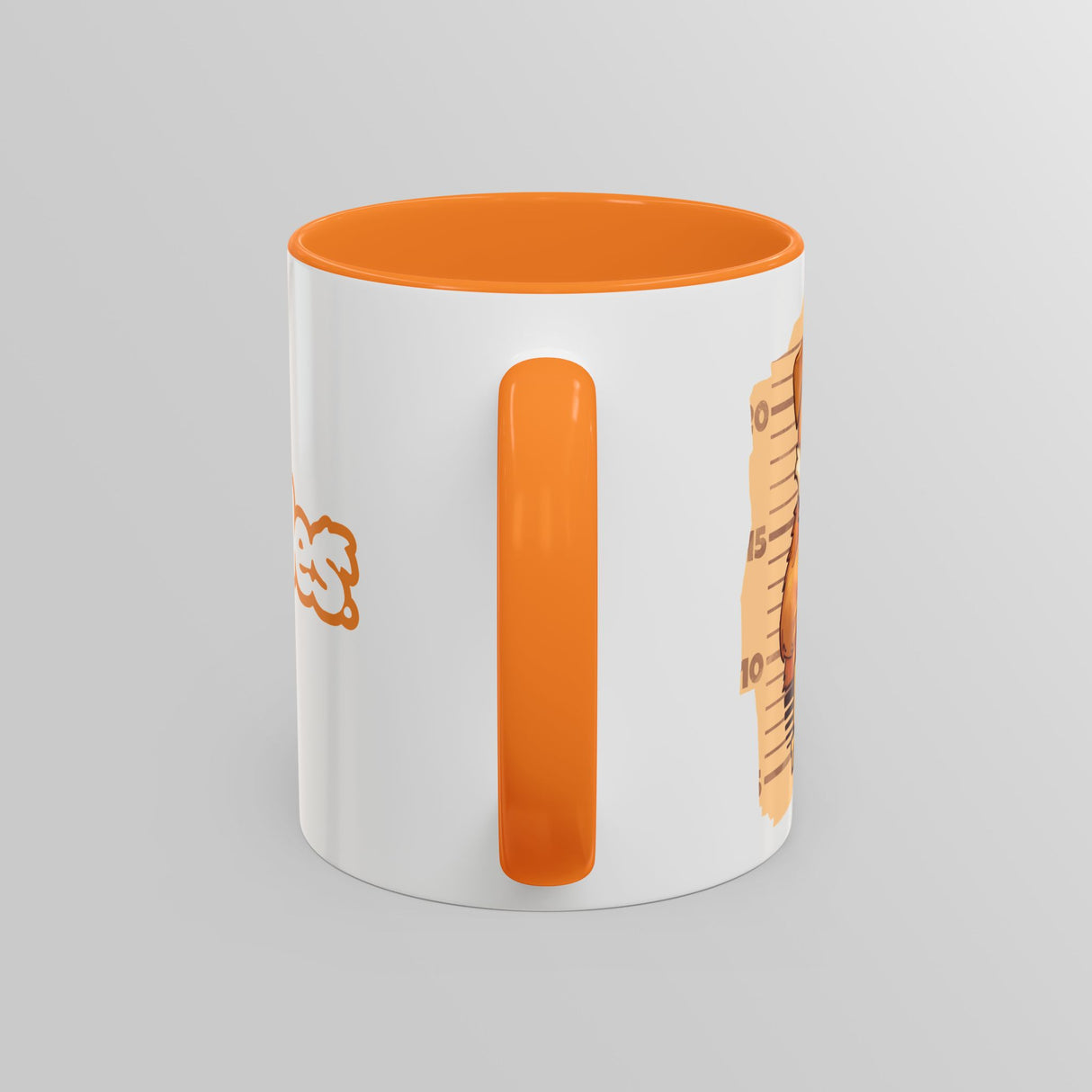 “Bad To The Bone” Grumpy Bulldog Orange Accent Mug – Floofles by Brandon Ellis