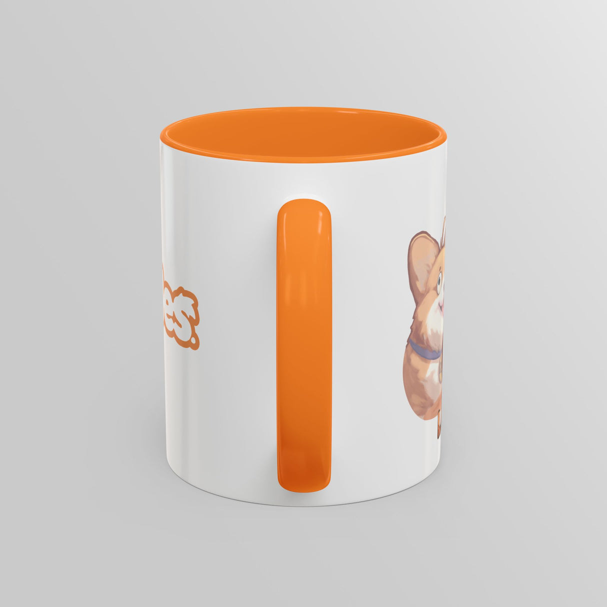 “Loading” Ditzy Corgi Orange Accent Mug – Floofles by Brandon Ellis