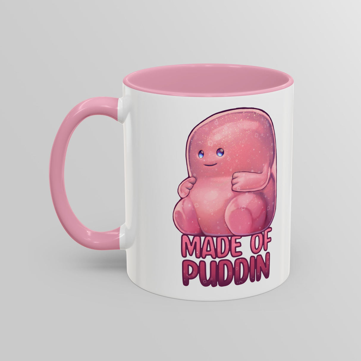 “Made of Puddin’” Cute Pink Accent Mug – Floofles by Brandon Ellis