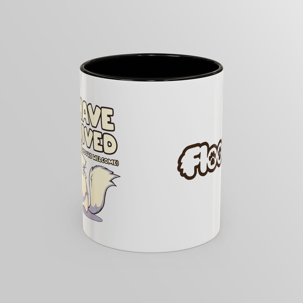 “I Have Arrived” Majestic Cat Black Accent Mug – Floofles by Brandon Ellis
