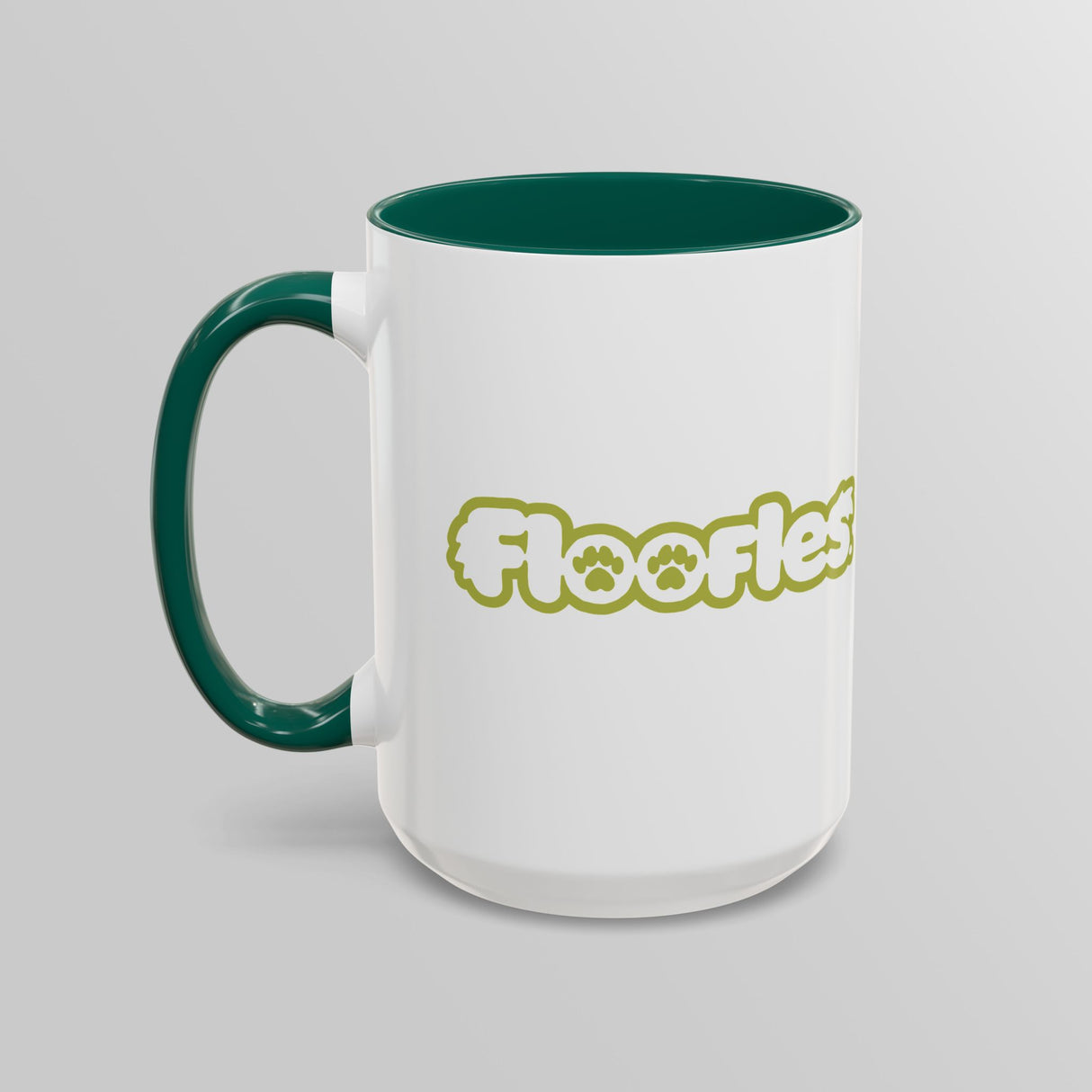 “Hang In There” Adorable Woodland Creature Green Accent Mug – Floofles by Brandon Ellis