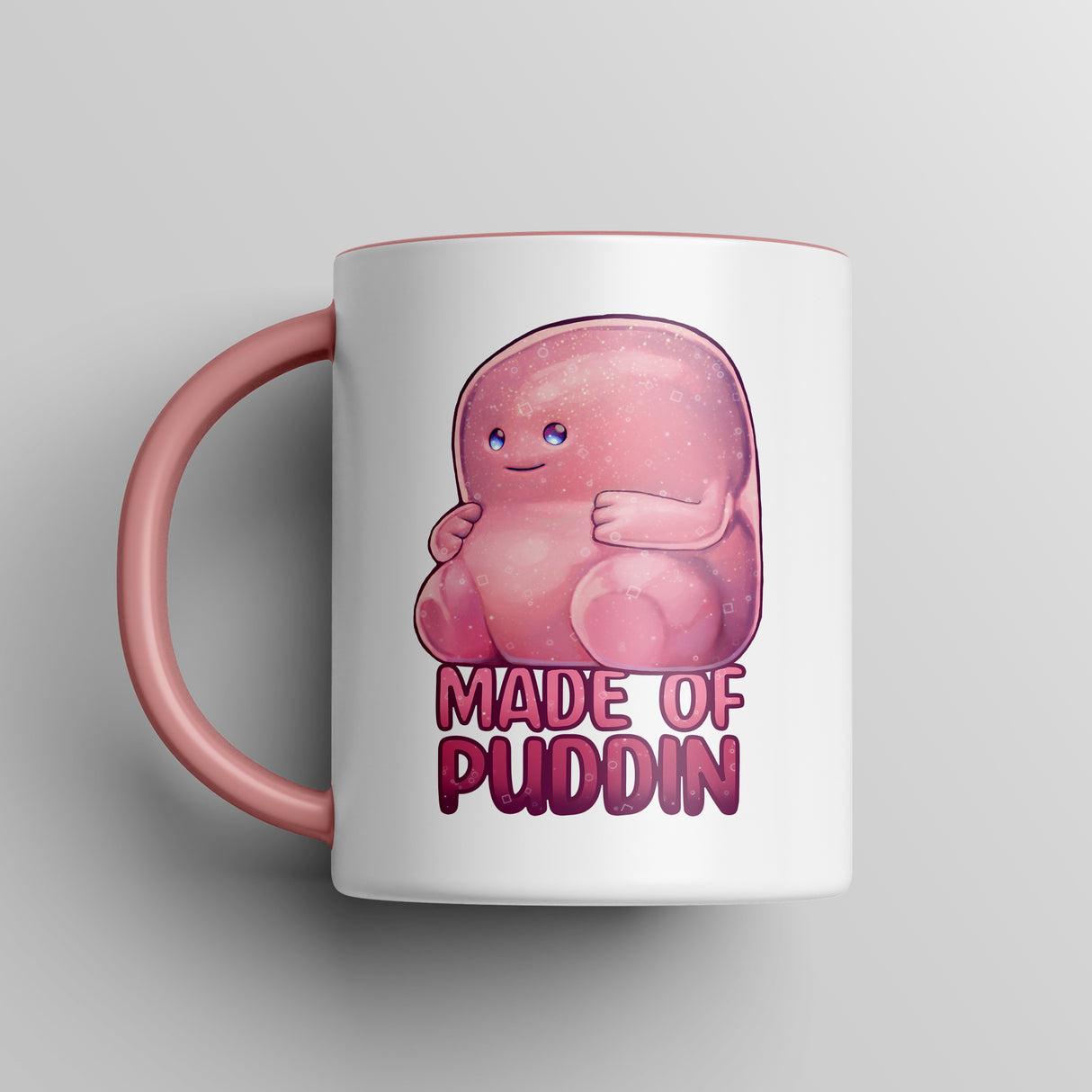 “Made of Puddin’” Cute Pink Accent Mug – Floofles by Brandon Ellis