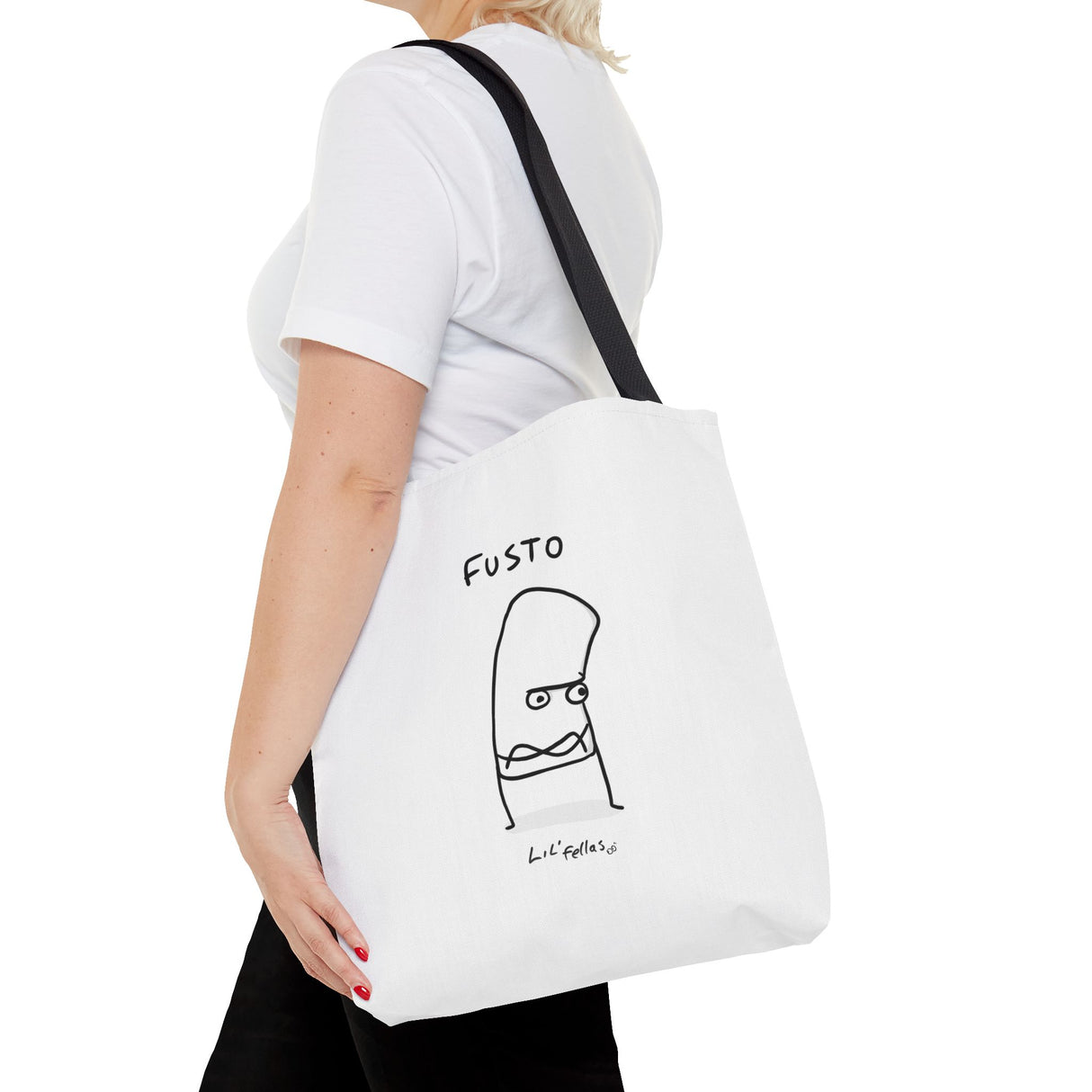 "Fusto" Illustration White Tote Bag - Lil' Fellas by Ben Mills