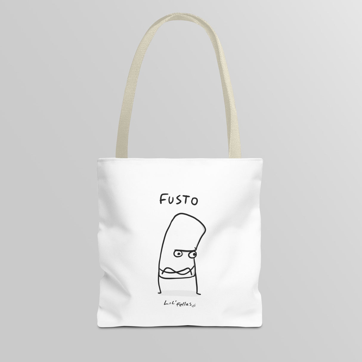"Fusto" Illustration White Tote Bag - Lil' Fellas by Ben Mills