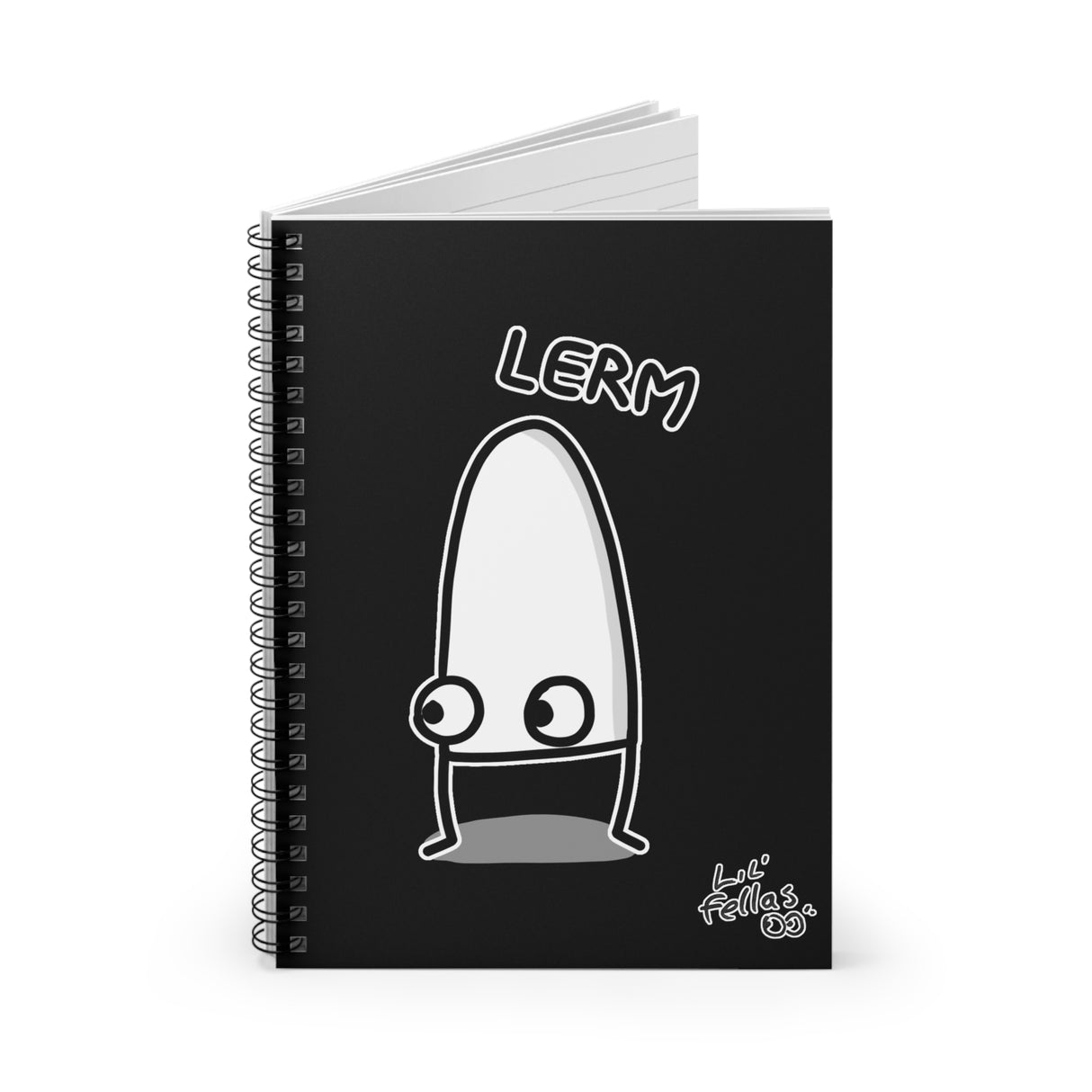 "Lerm" Illustrated Black Lined Spiral Notebook - Lil' Fellas by Ben Mills