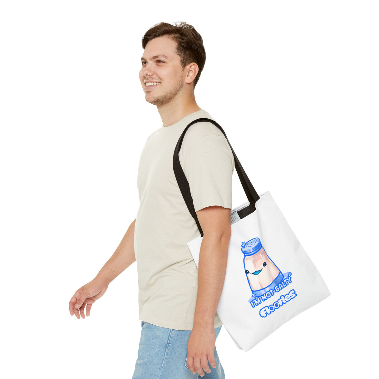 "I'm Not Salty" Cheeky Salt Shaker White Tote Bag - Floofles by Brandon Ellis