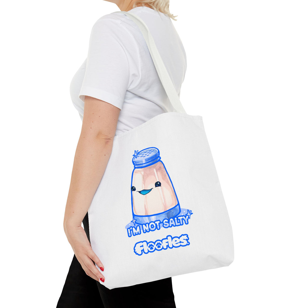 "I'm Not Salty" Cheeky Salt Shaker White Tote Bag - Floofles by Brandon Ellis