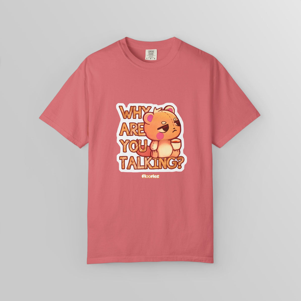 "Why Are You Talking?" Illustrated Grumpy Bear Unisex T-Shirt - Floofles by Brandon Ellis