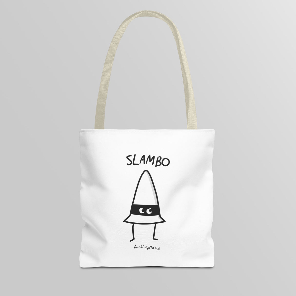 "Slambo" Illustrated White Tote Bag - Lil' Fellas by Ben Mills