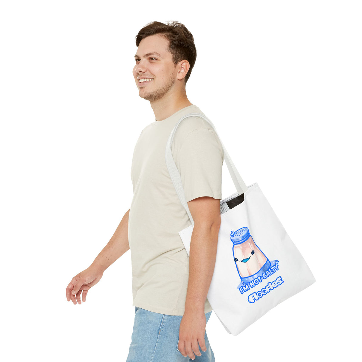 "I'm Not Salty" Cheeky Salt Shaker White Tote Bag - Floofles by Brandon Ellis
