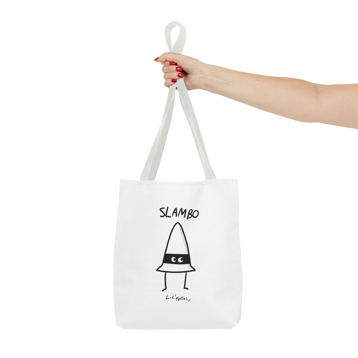 "Slambo" Illustrated White Tote Bag - Lil' Fellas by Ben Mills