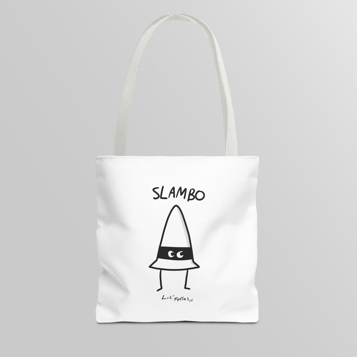 "Slambo" Illustrated White Tote Bag - Lil' Fellas by Ben Mills
