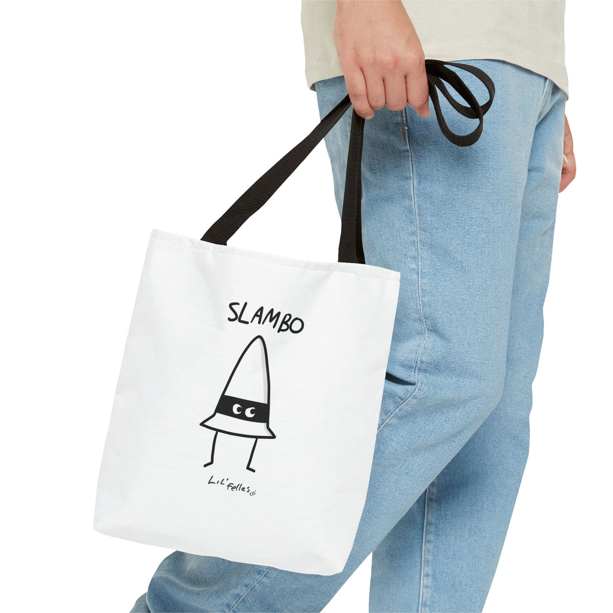 "Slambo" Illustrated White Tote Bag - Lil' Fellas by Ben Mills