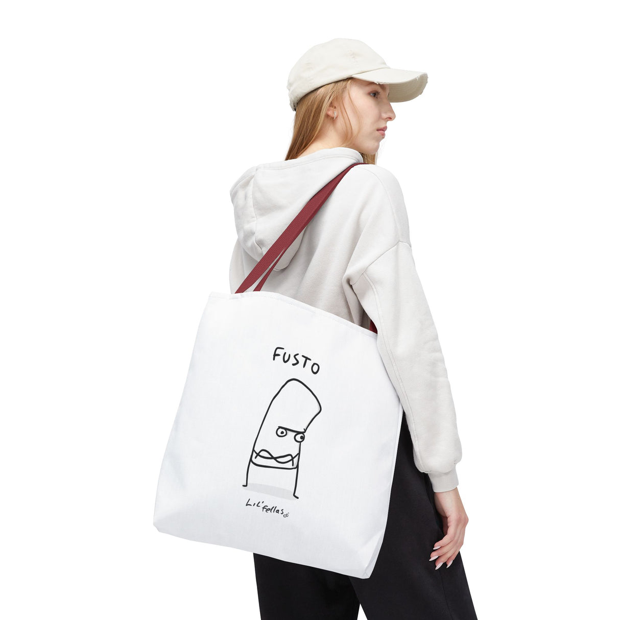 "Fusto" Illustration White Tote Bag - Lil' Fellas by Ben Mills
