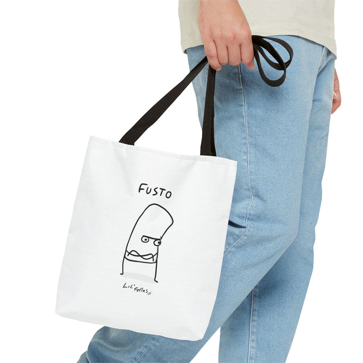 "Fusto" Illustration White Tote Bag - Lil' Fellas by Ben Mills