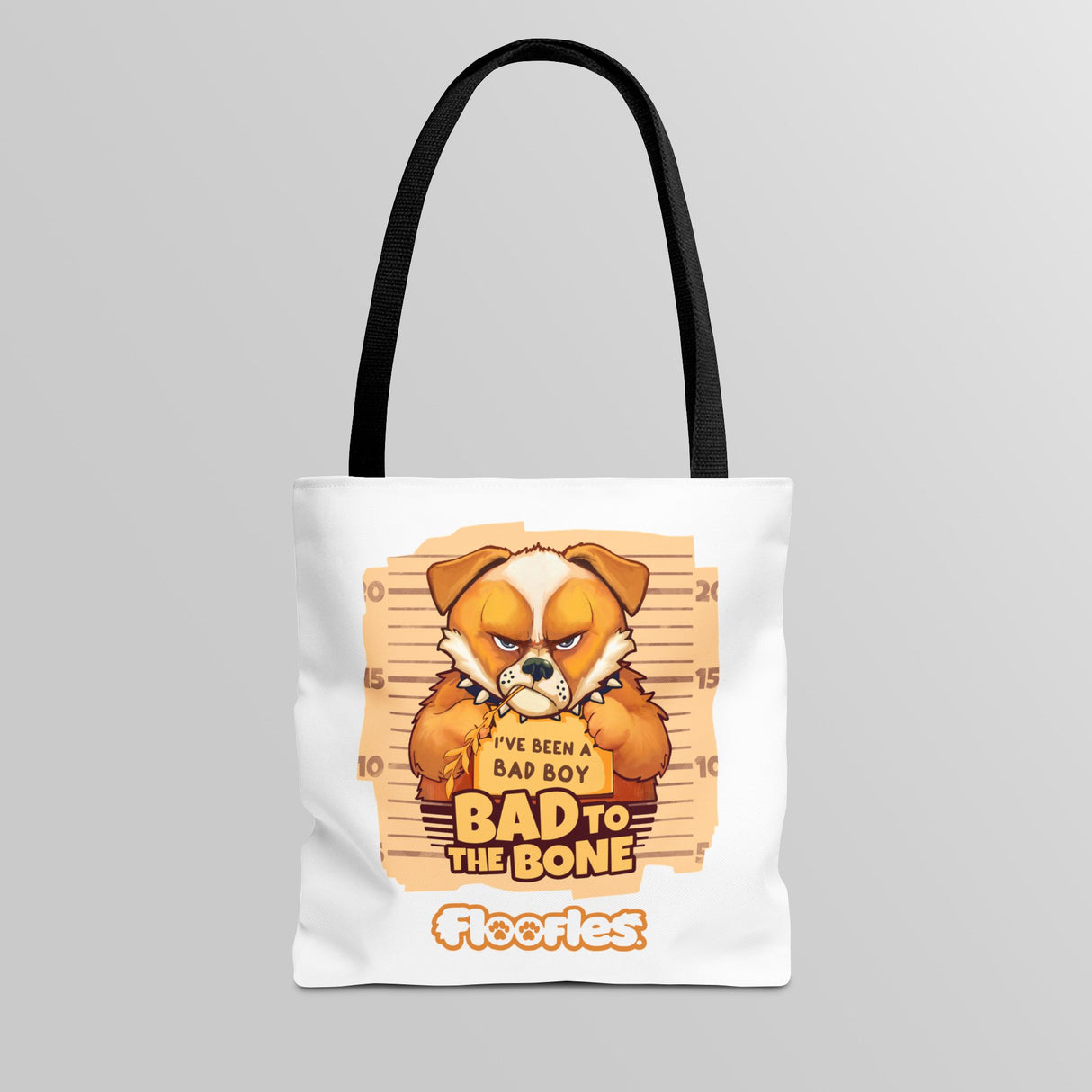 'Bad To The Bone" Floofles White Tote Bag - by Brandon Ellis