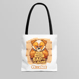 'Bad To The Bone" Floofles White Tote Bag - by Brandon Ellis