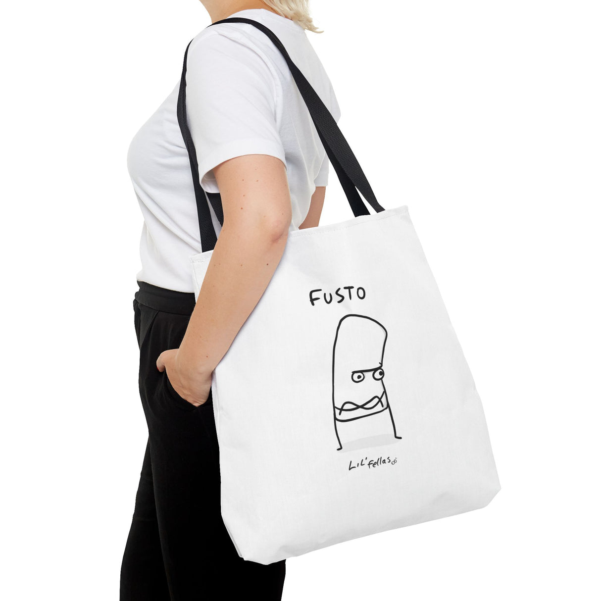 "Fusto" Illustration White Tote Bag - Lil' Fellas by Ben Mills