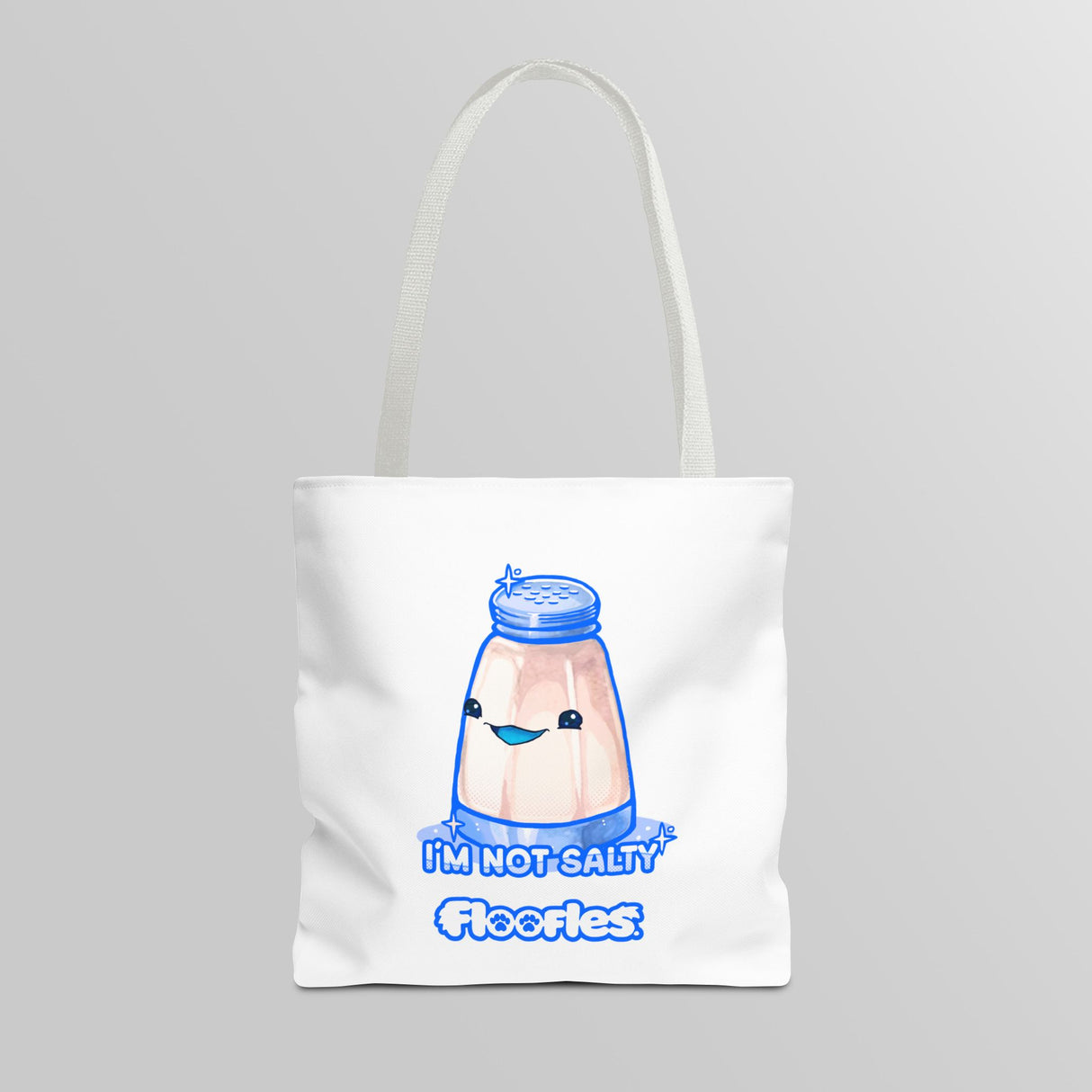 "I'm Not Salty" Cheeky Salt Shaker White Tote Bag - Floofles by Brandon Ellis