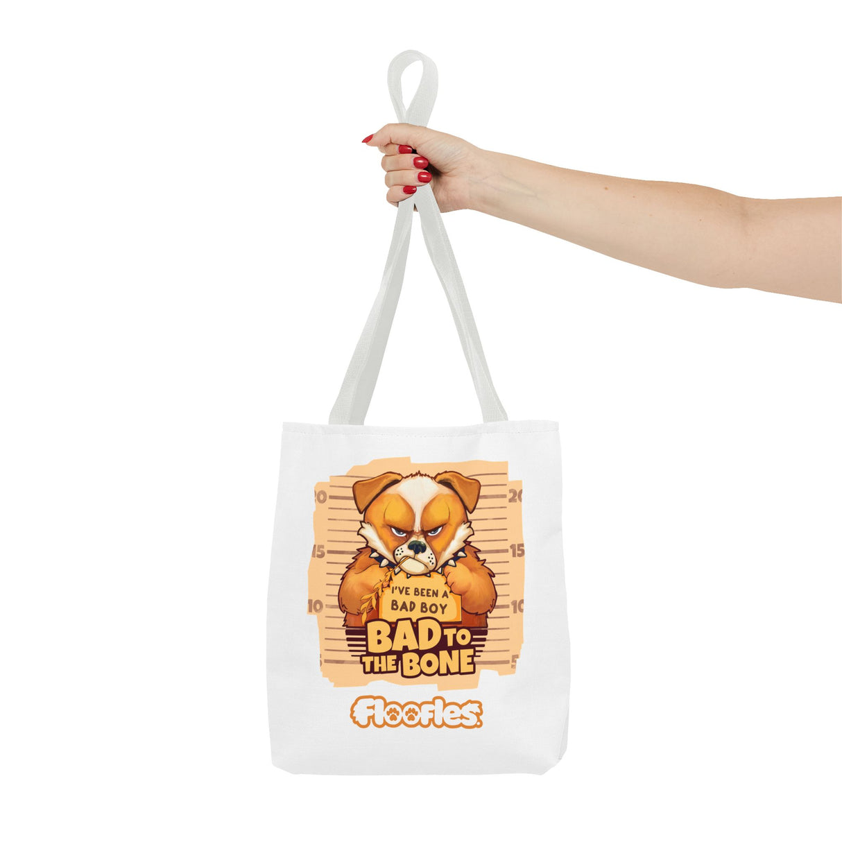 'Bad To The Bone" Floofles White Tote Bag - by Brandon Ellis