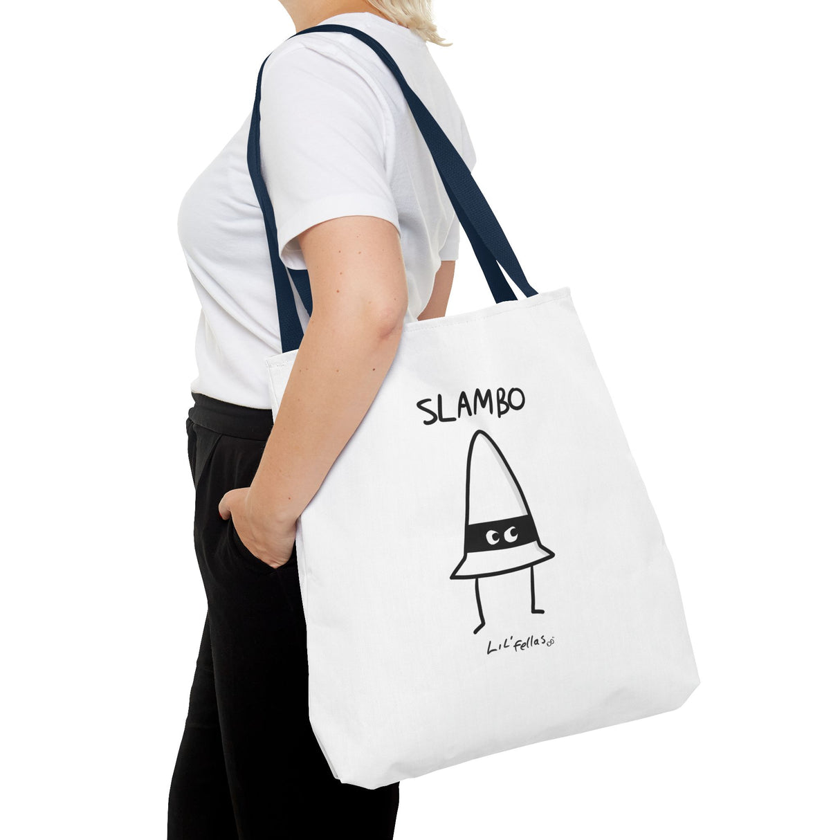 "Slambo" Illustrated White Tote Bag - Lil' Fellas by Ben Mills
