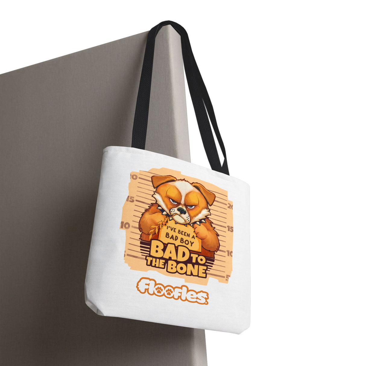 'Bad To The Bone" Floofles White Tote Bag - by Brandon Ellis