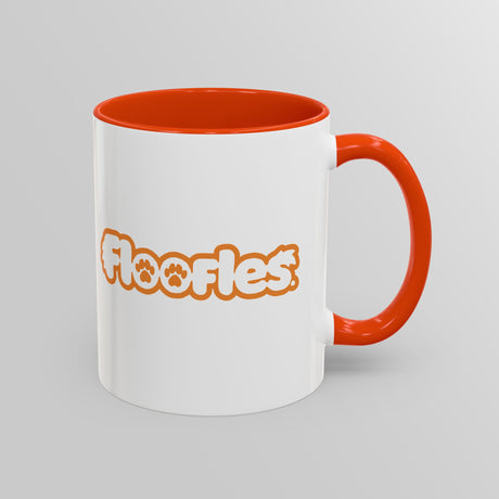 “Bad To The Bone” Grumpy Bulldog Orange Accent Mug – Floofles by Brandon Ellis