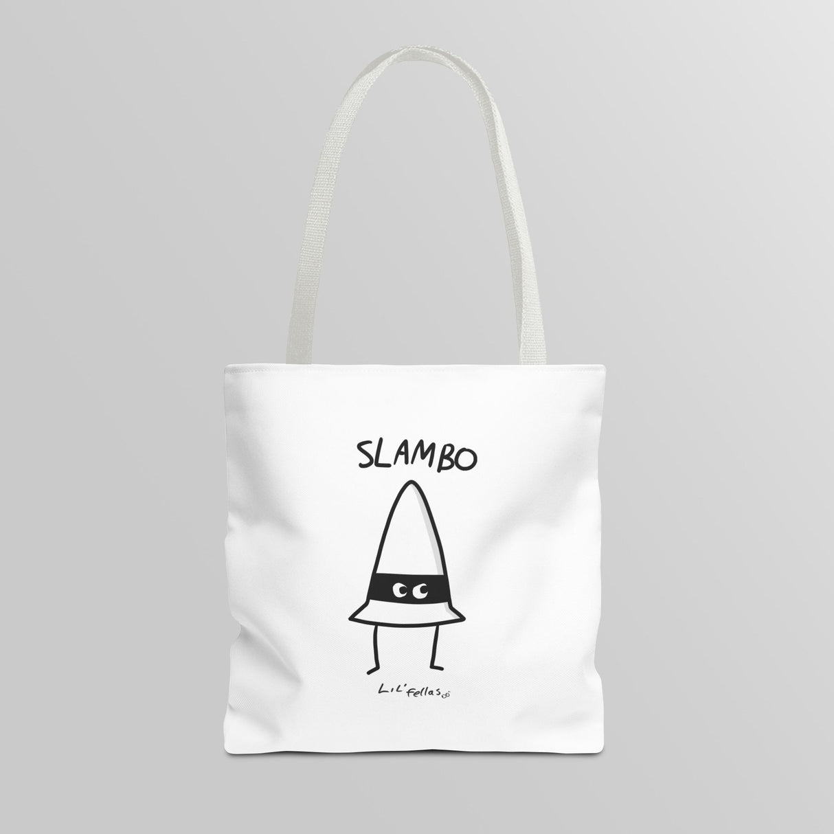 "Slambo" Illustrated White Tote Bag - Lil' Fellas by Ben Mills