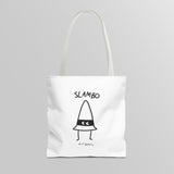 "Slambo" Illustrated White Tote Bag - Lil' Fellas by Ben Mills