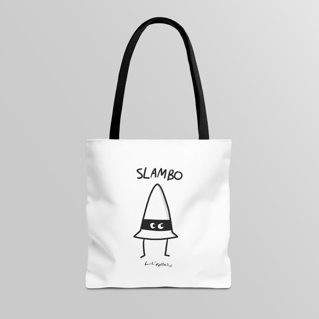"Slambo" Illustrated White Tote Bag - Lil' Fellas by Ben Mills