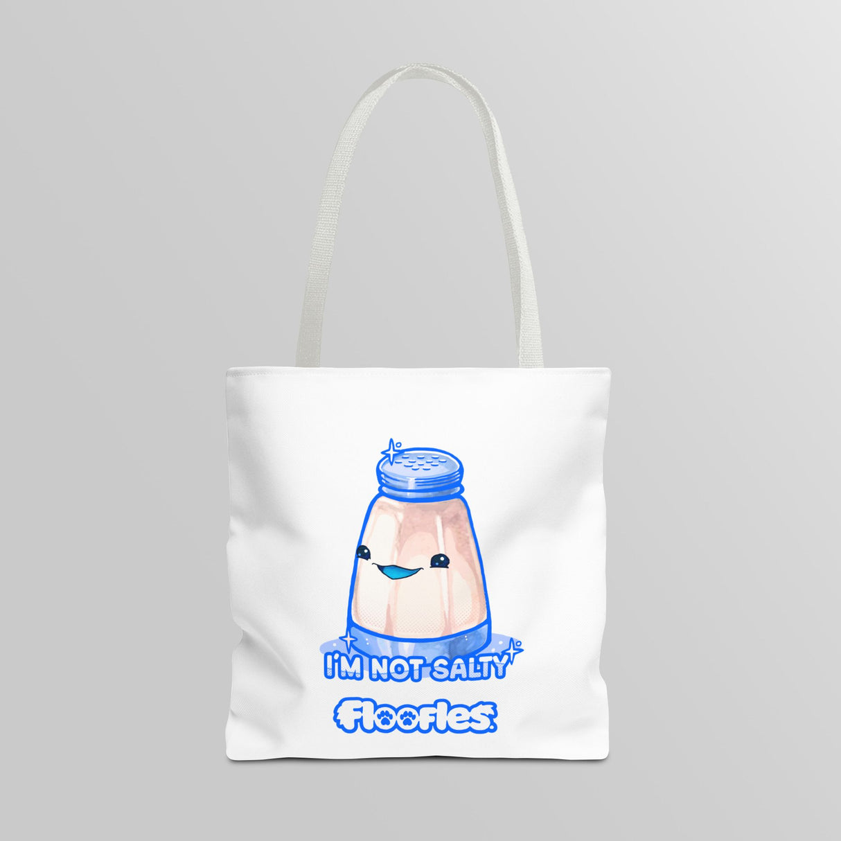 "I'm Not Salty" Cheeky Salt Shaker White Tote Bag - Floofles by Brandon Ellis