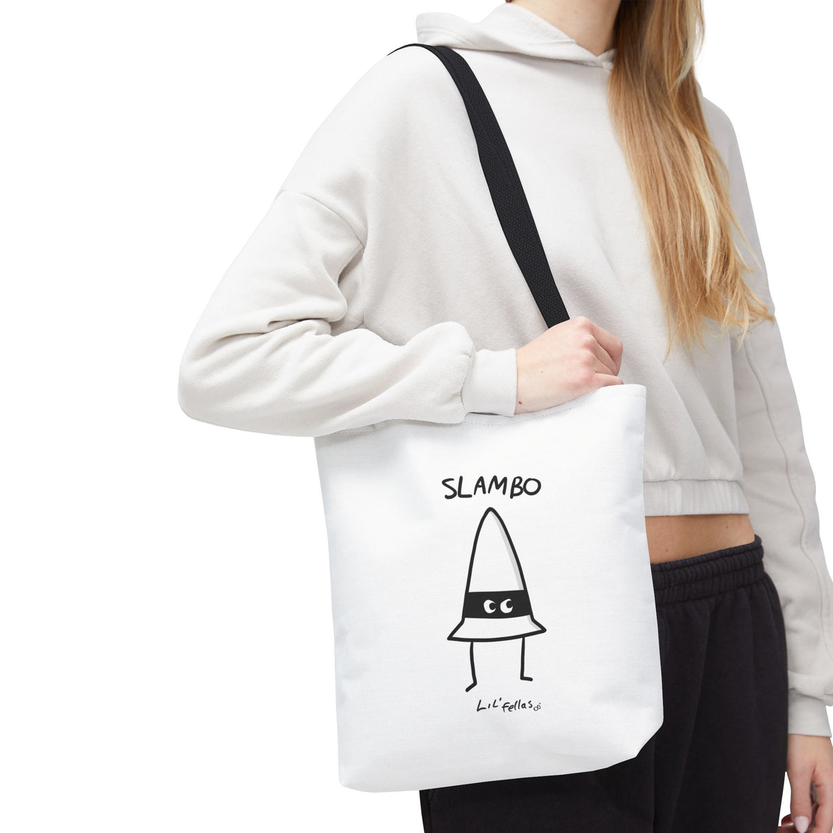 "Slambo" Illustrated White Tote Bag - Lil' Fellas by Ben Mills