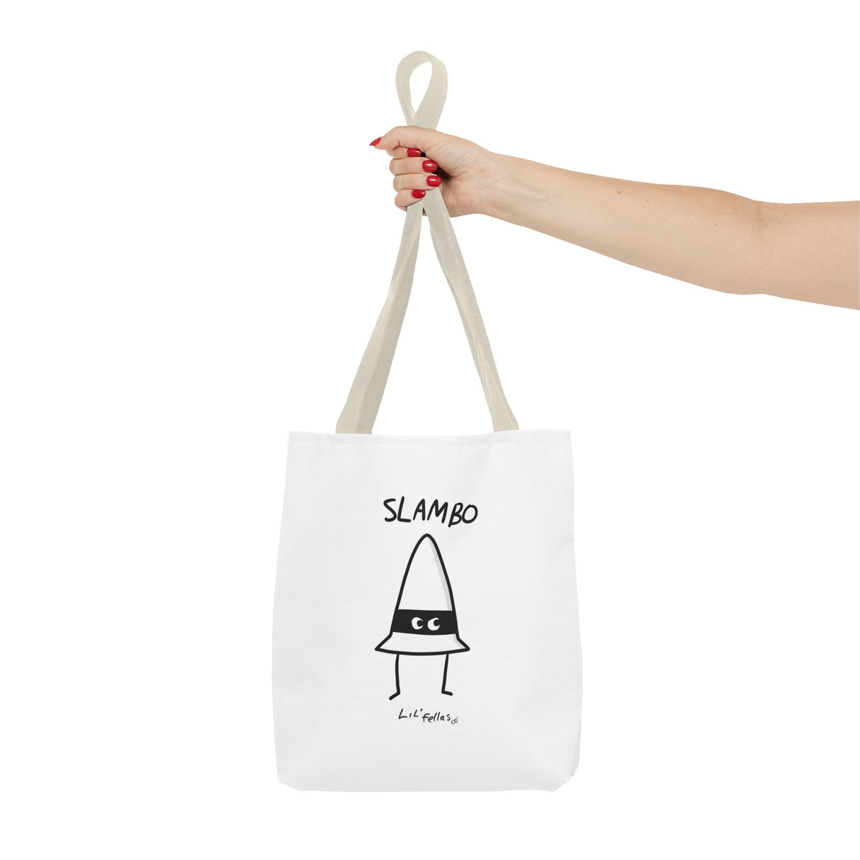 "Slambo" Illustrated White Tote Bag - Lil' Fellas by Ben Mills